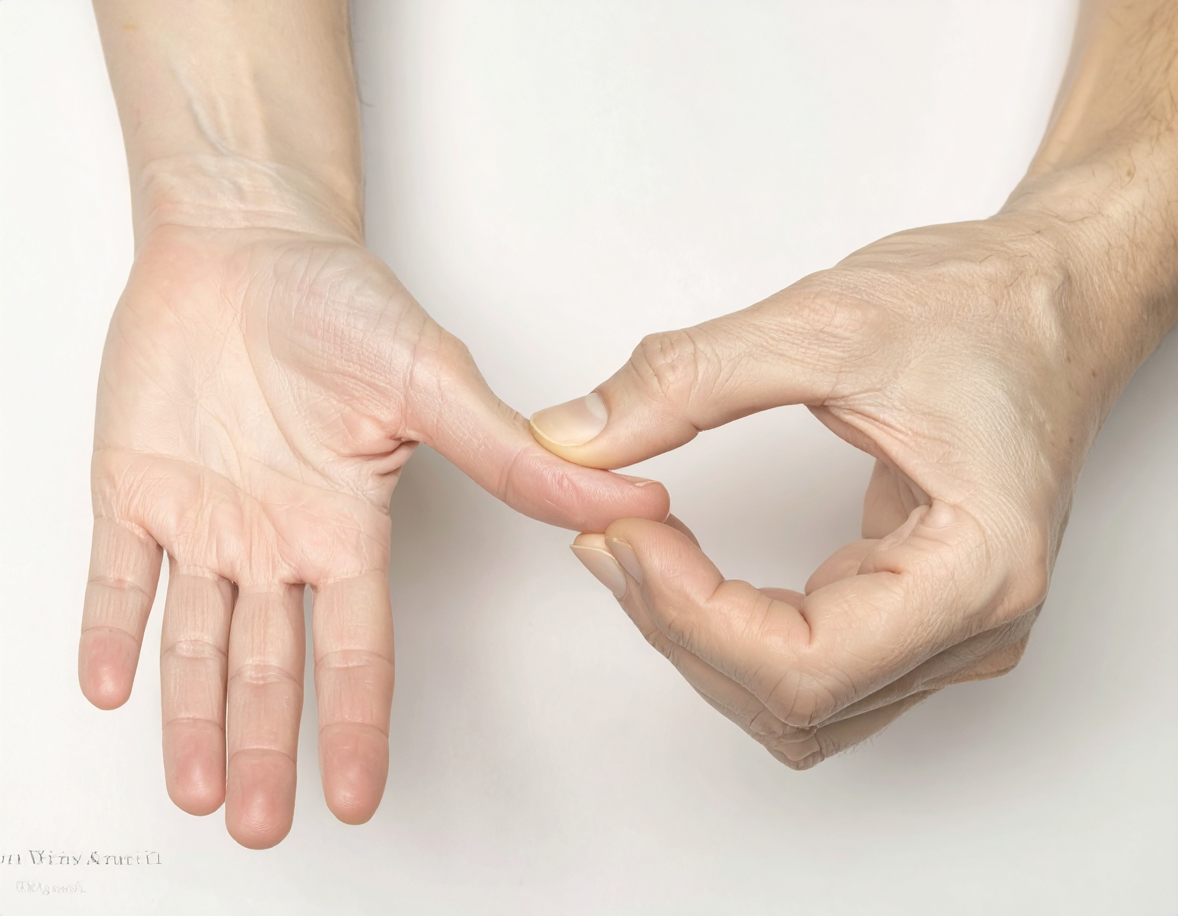 Deux mains se touchent délicatement.